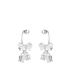 Women's Bow-Shaped Earrings Handcrafted 999 Fine Silver