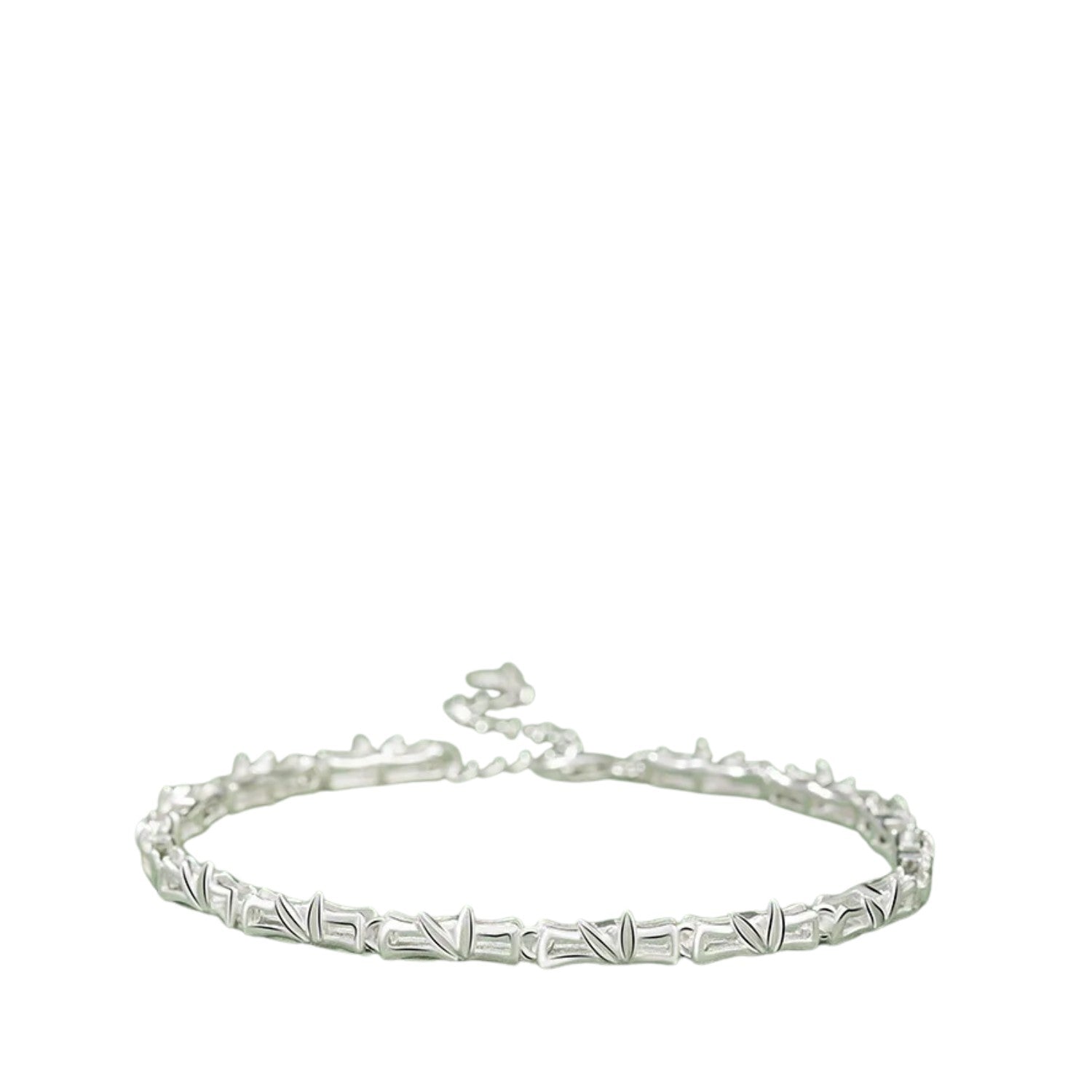 Women's Bracelet In The Shape Of A Bamboo Tree Handcrafted 999 Fine Silver