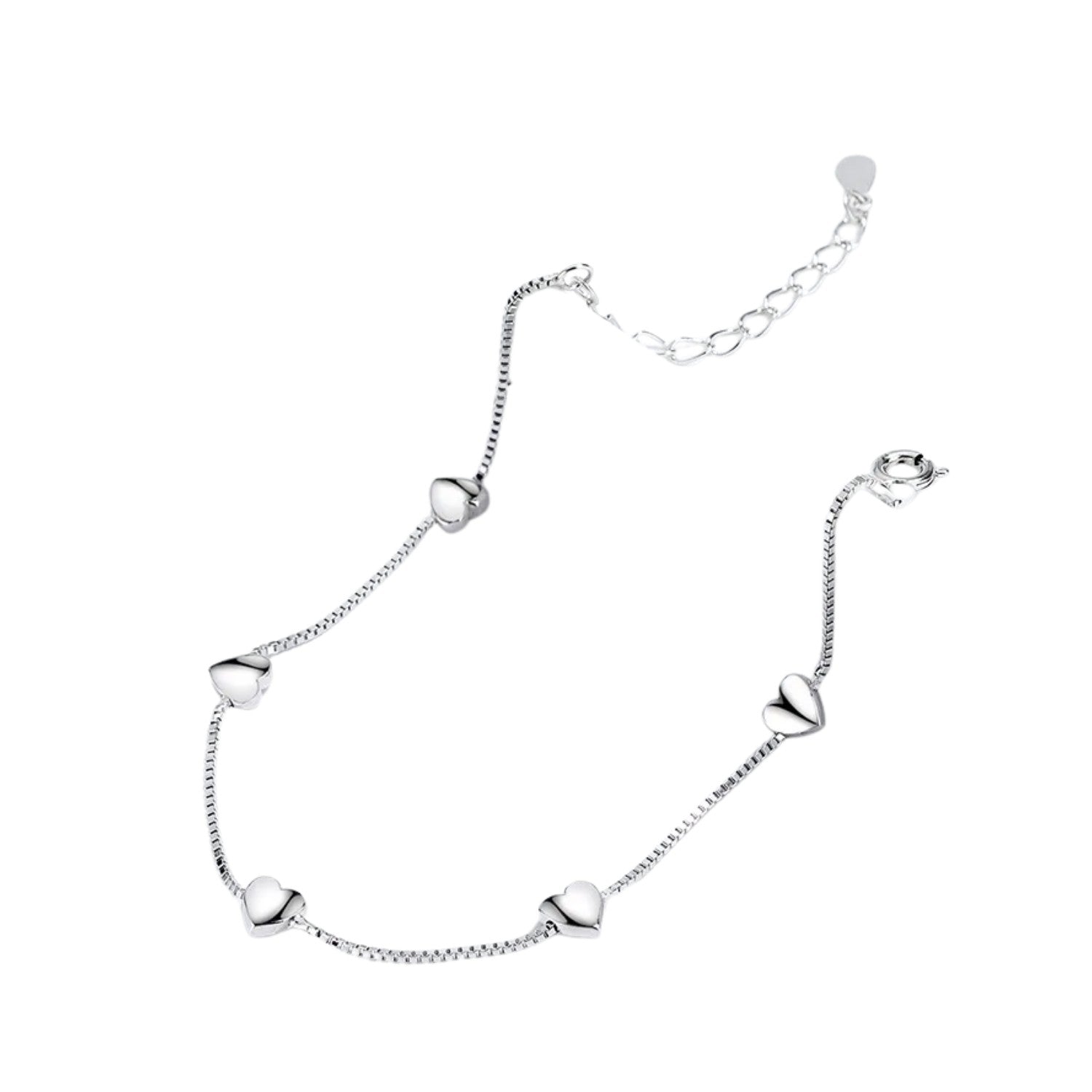 Women's Bracelet With Heart-Shaped Box Chain  Handcrafted 925 Sterling Silver