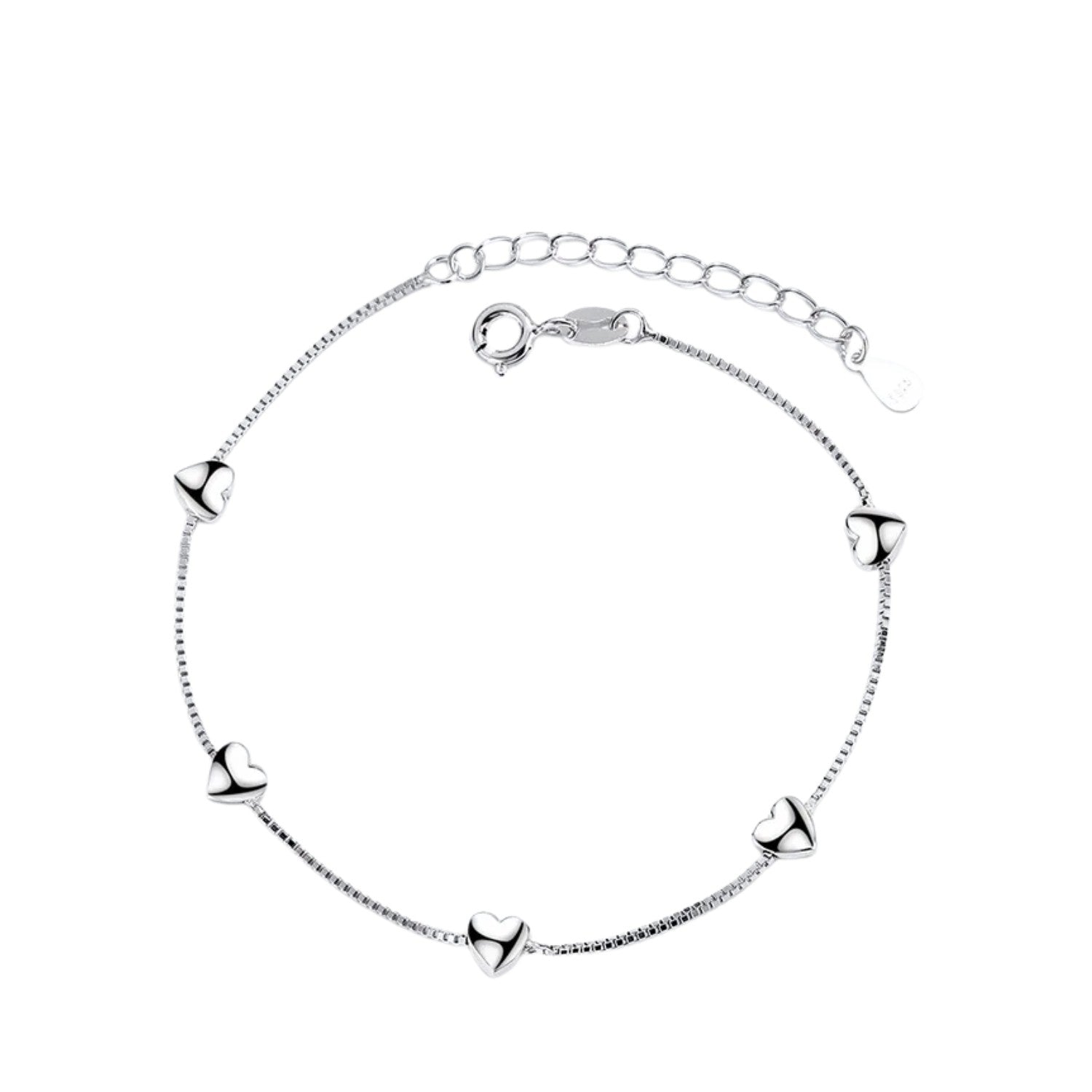 Women's Bracelet With Heart-Shaped Box Chain  Handcrafted 925 Sterling Silver