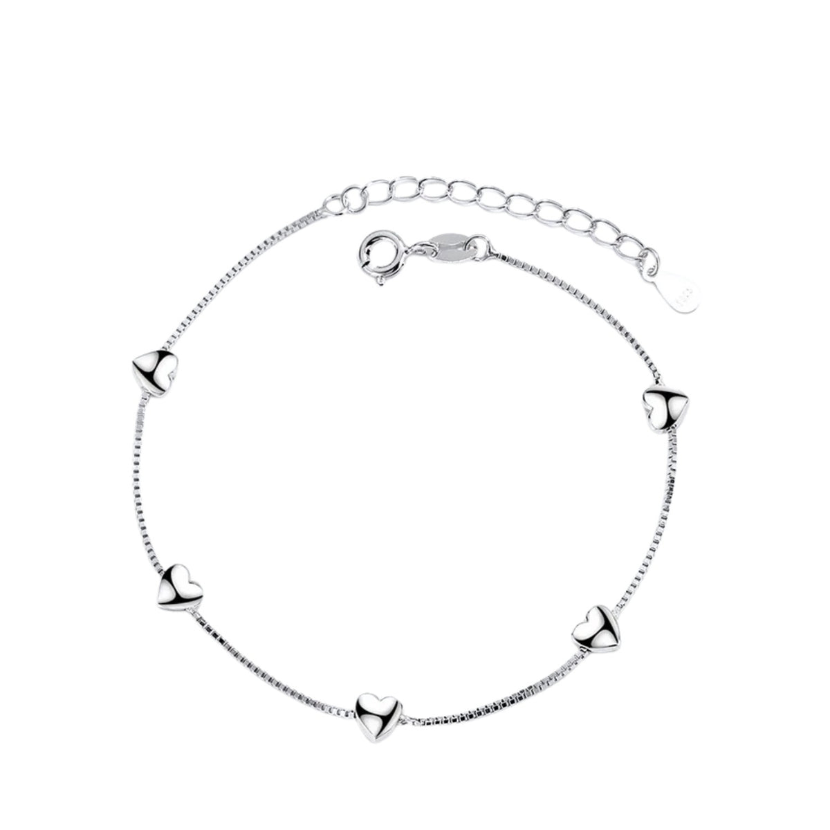 Women's Bracelet With Heart-Shaped Box Chain  Handcrafted 925 Sterling Silver