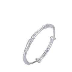 Women's Bracelet With Peony Flower Pattern Handcrafted 999 Fine Silver