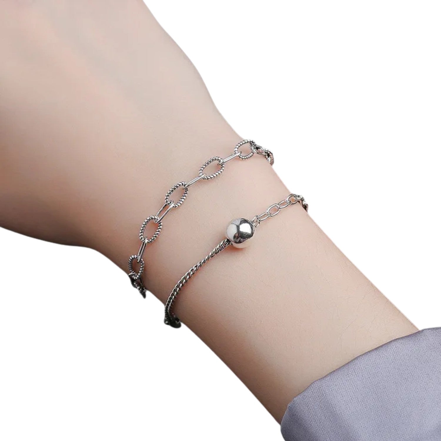 Women's Bracelet With Round Beads Handcrafted 925 Sterling Silver
