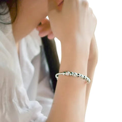 Women's Bracelet With Round Beads Handcrafted 999 Fine Silver