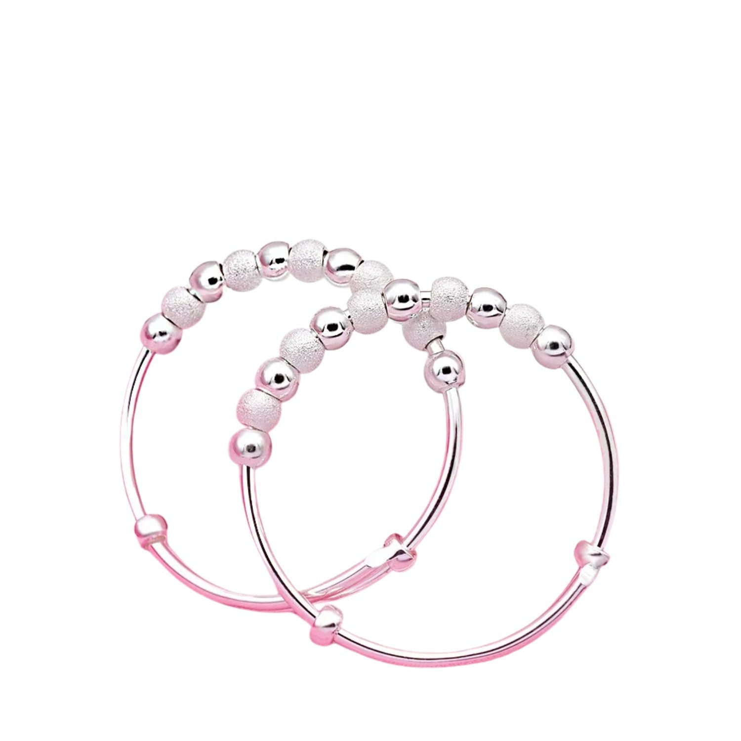 Women's Bracelet With Round Beads Handcrafted 999 Fine Silver
