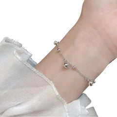 Women's Bracelet with Round Beads Handcrafted 925 Sterling Silver