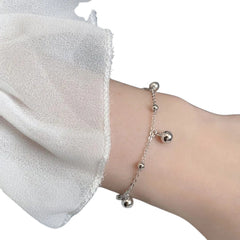 Women's Bracelet with Round Beads Handcrafted 925 Sterling Silver