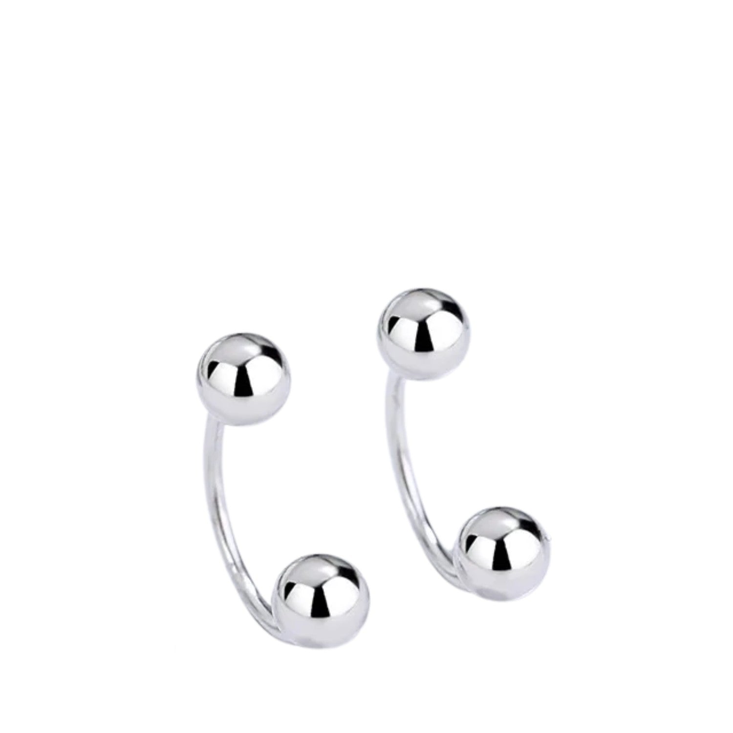 Women's C-shaped Earrings Handcrafted 925 Sterling Silver