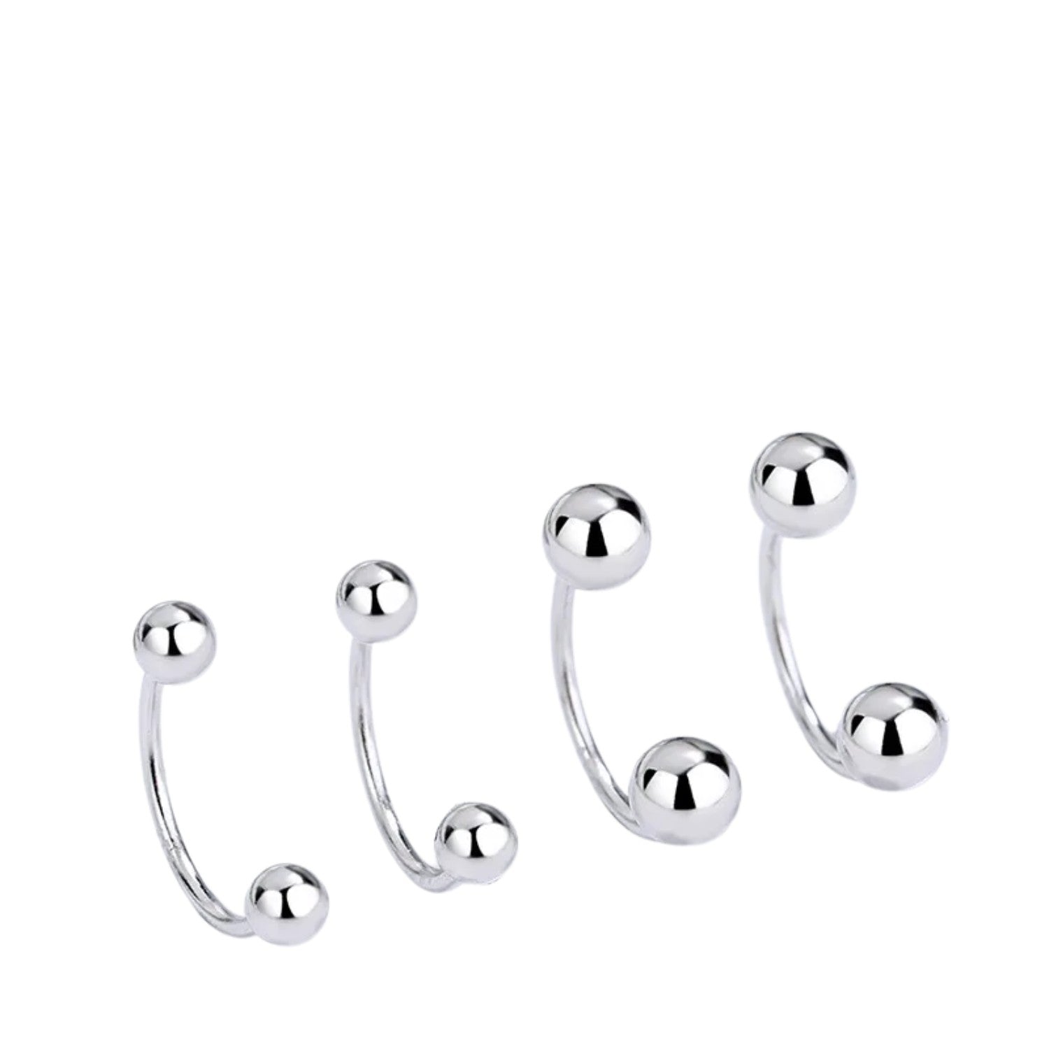 Women's C-shaped Earrings Handcrafted 925 Sterling Silver