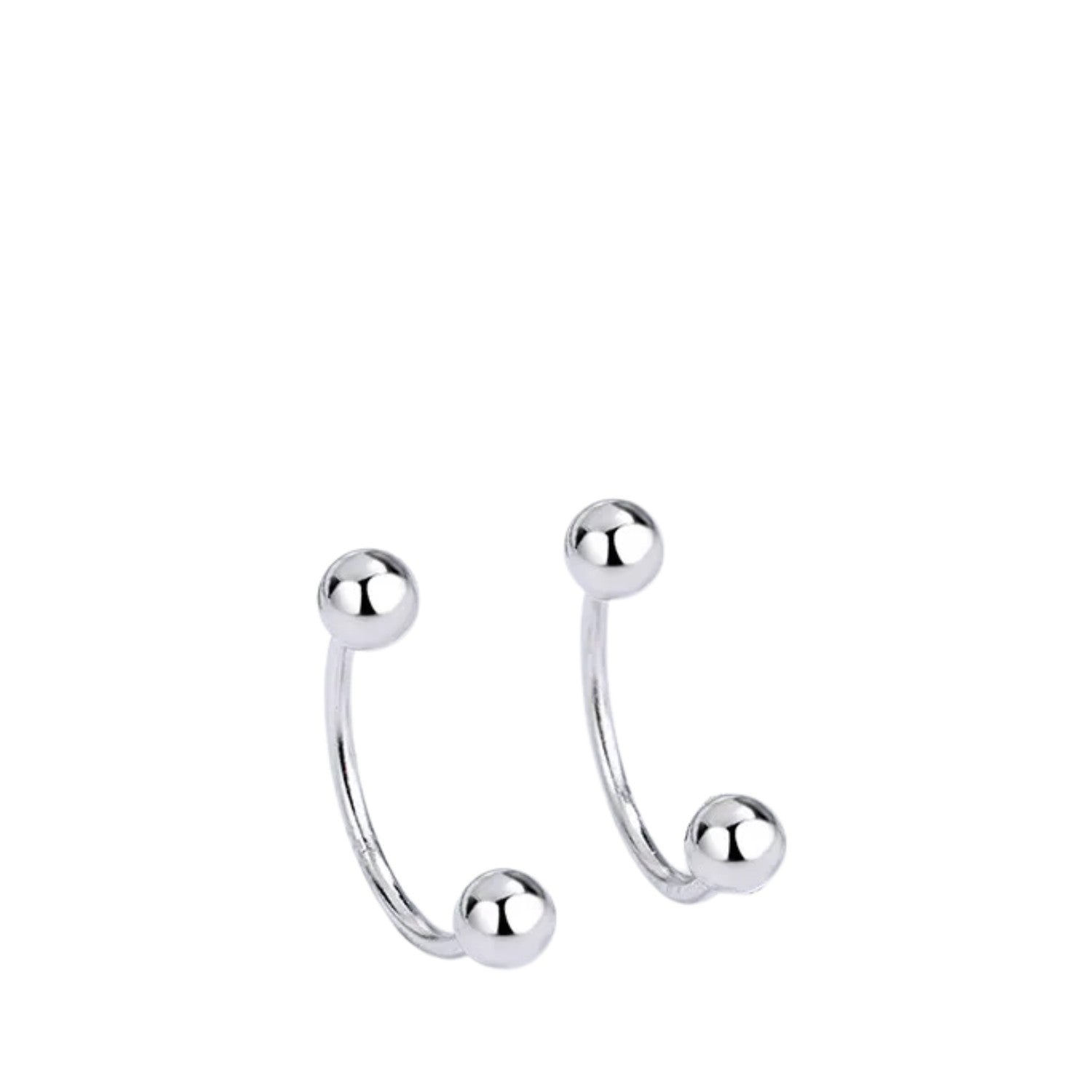 Women's C-shaped Earrings Handcrafted 925 Sterling Silver