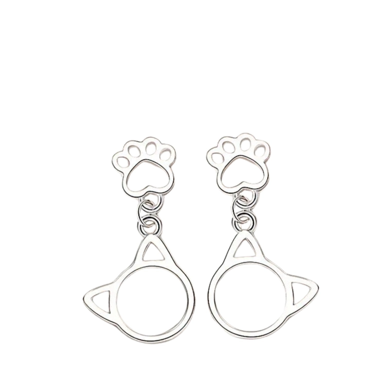 Women's Cat Paw Shaped Earrings Handcrafted 925 Sterling Silver
