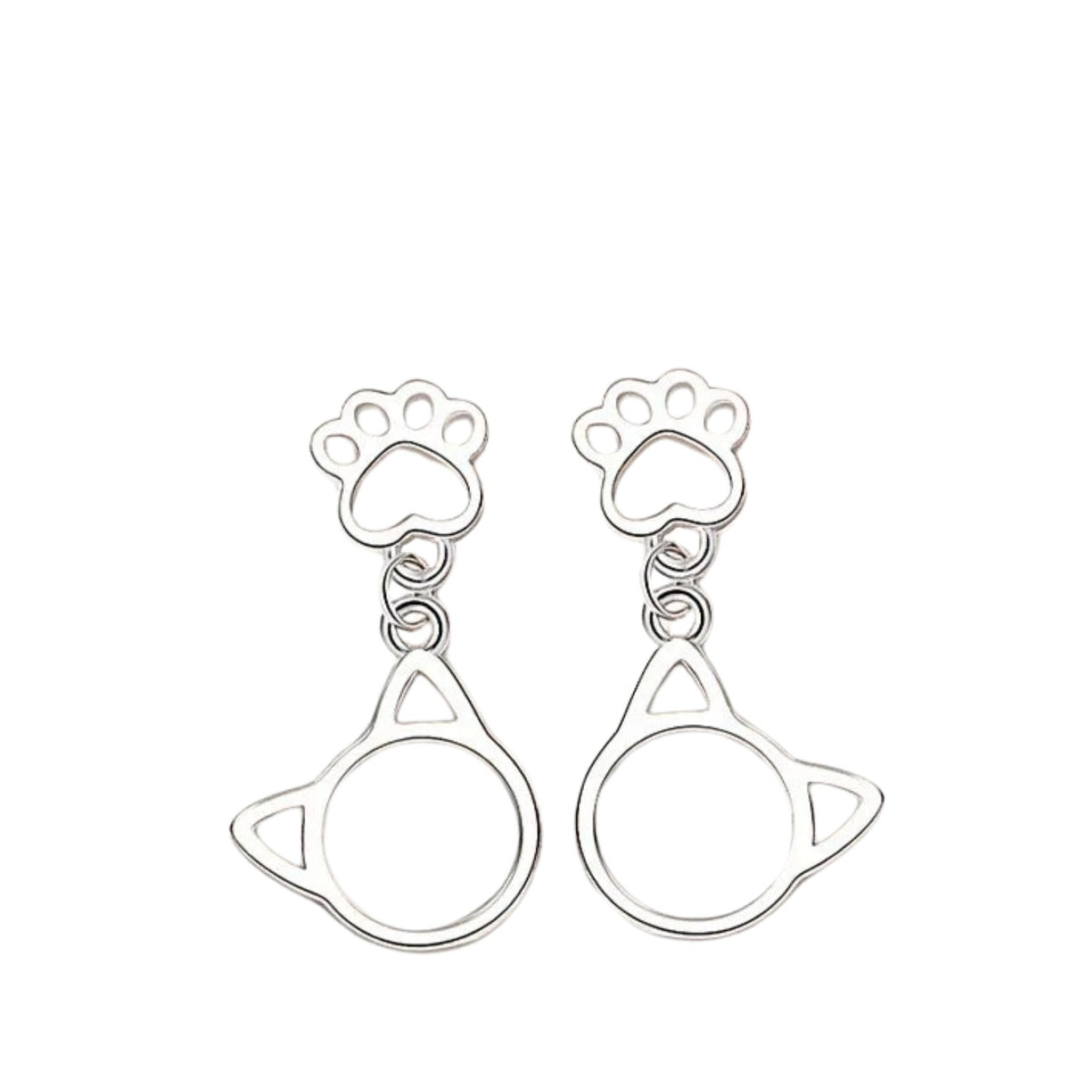Women's Cat Paw Shaped Earrings Handcrafted 925 Sterling Silver