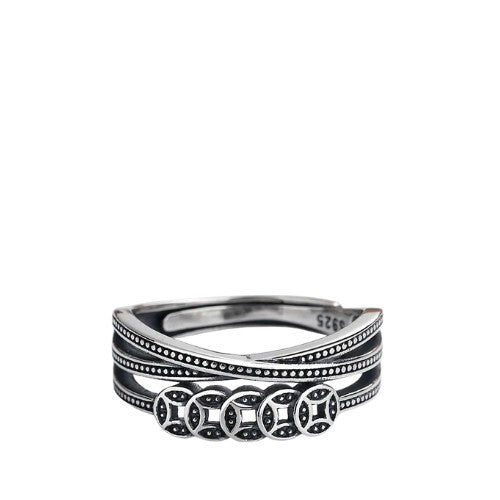 Women's Coin-Shaped Ring Handcrafted 925 Sterling Silver