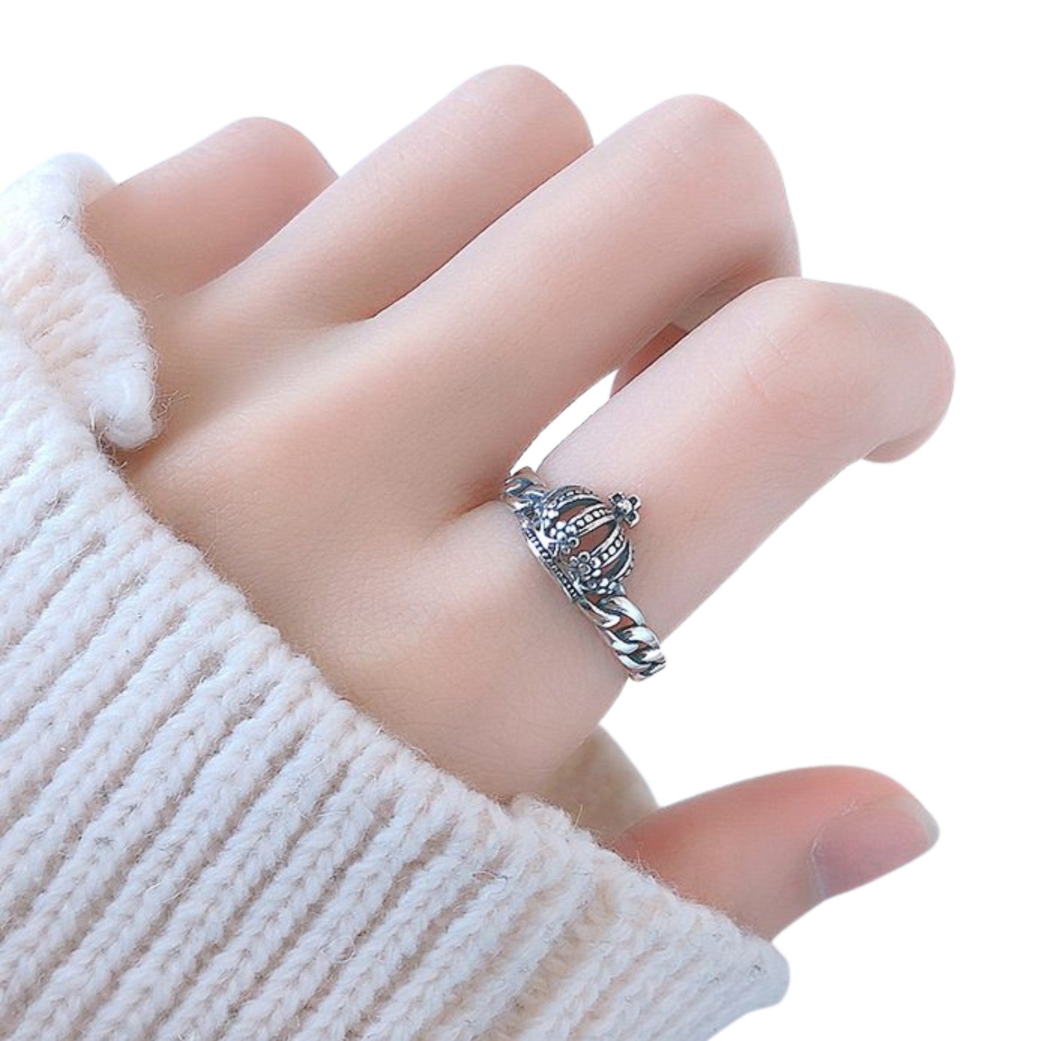 Women's Crown-Shaped Ring Handcrafted 925 Sterling Silver
