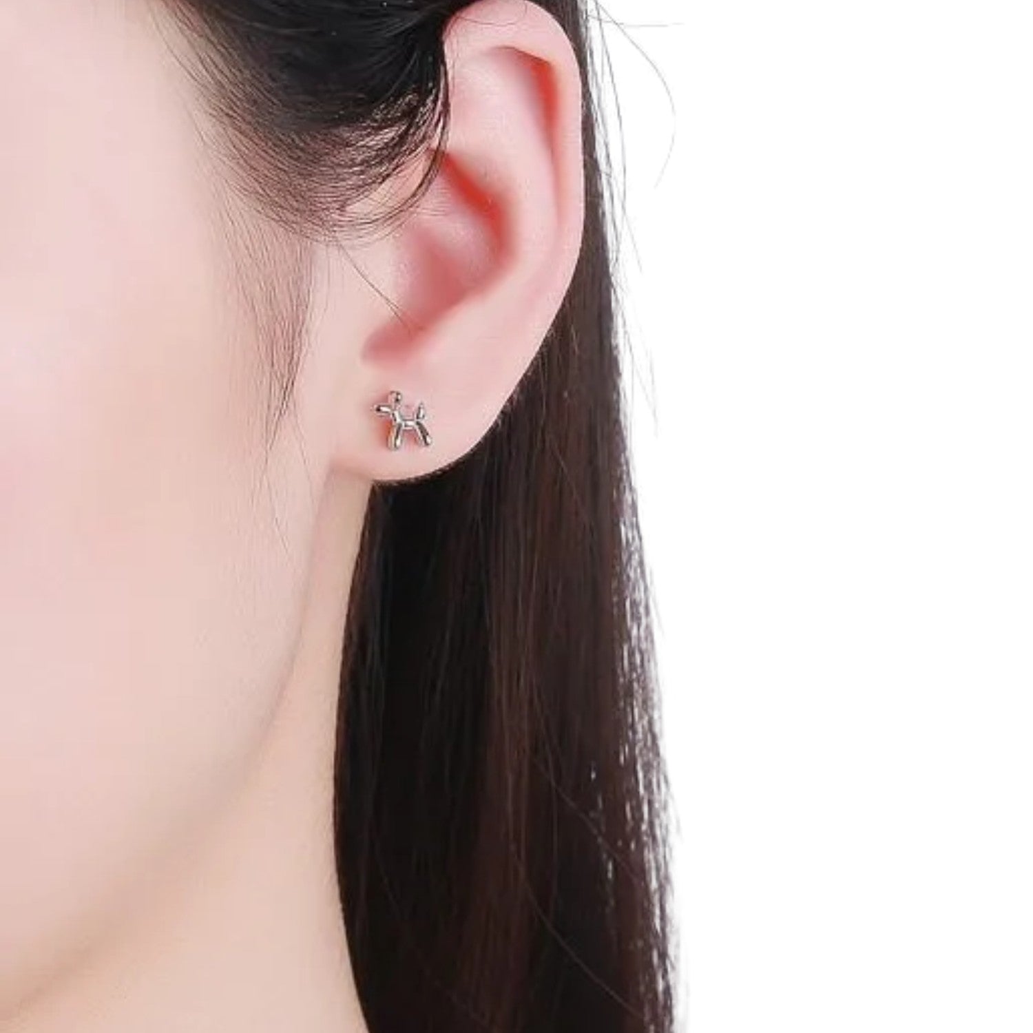 Women's Earrings In The Shape Of A Puppy Handcrafted 925 Sterling Silver
