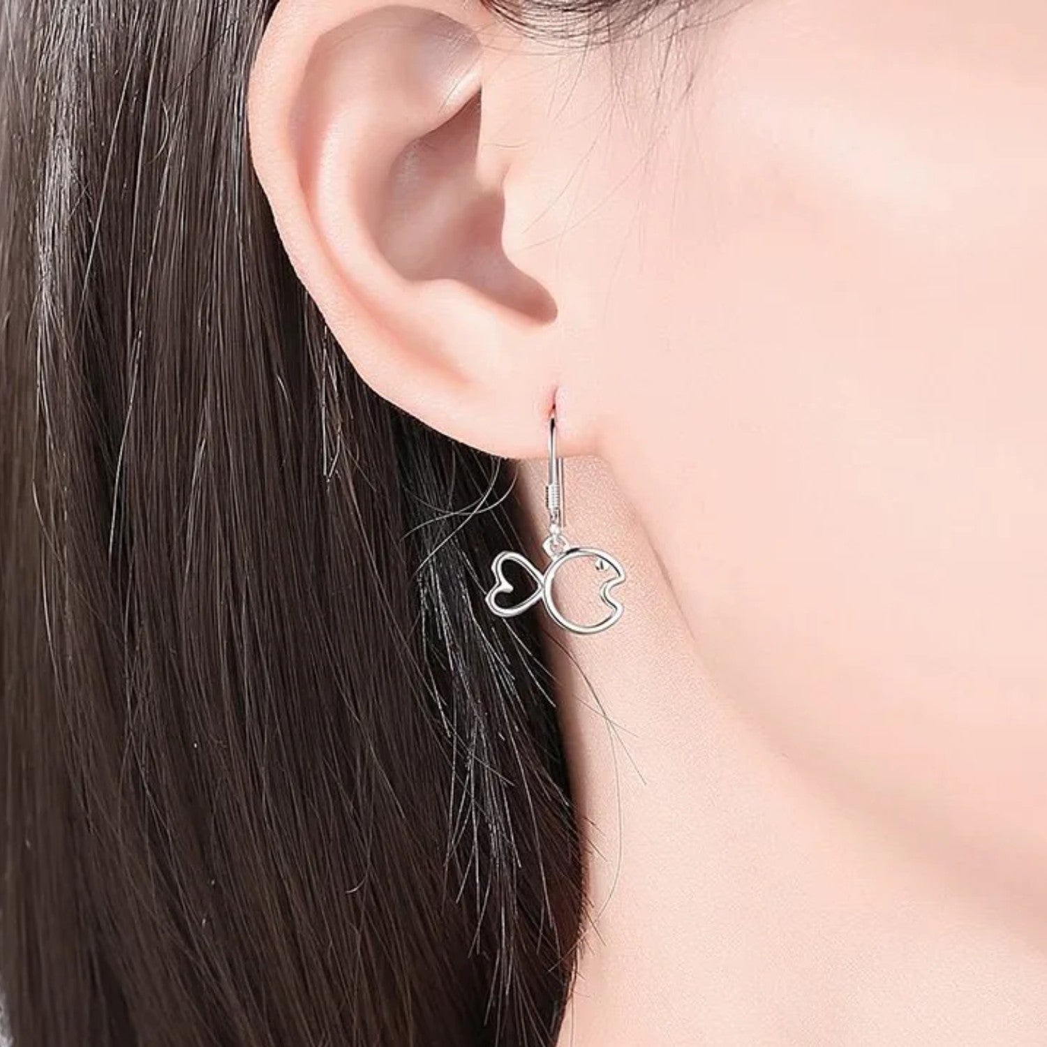 Women's Fish-Shaped Earrings Handcrafted 925 Sterling Silver