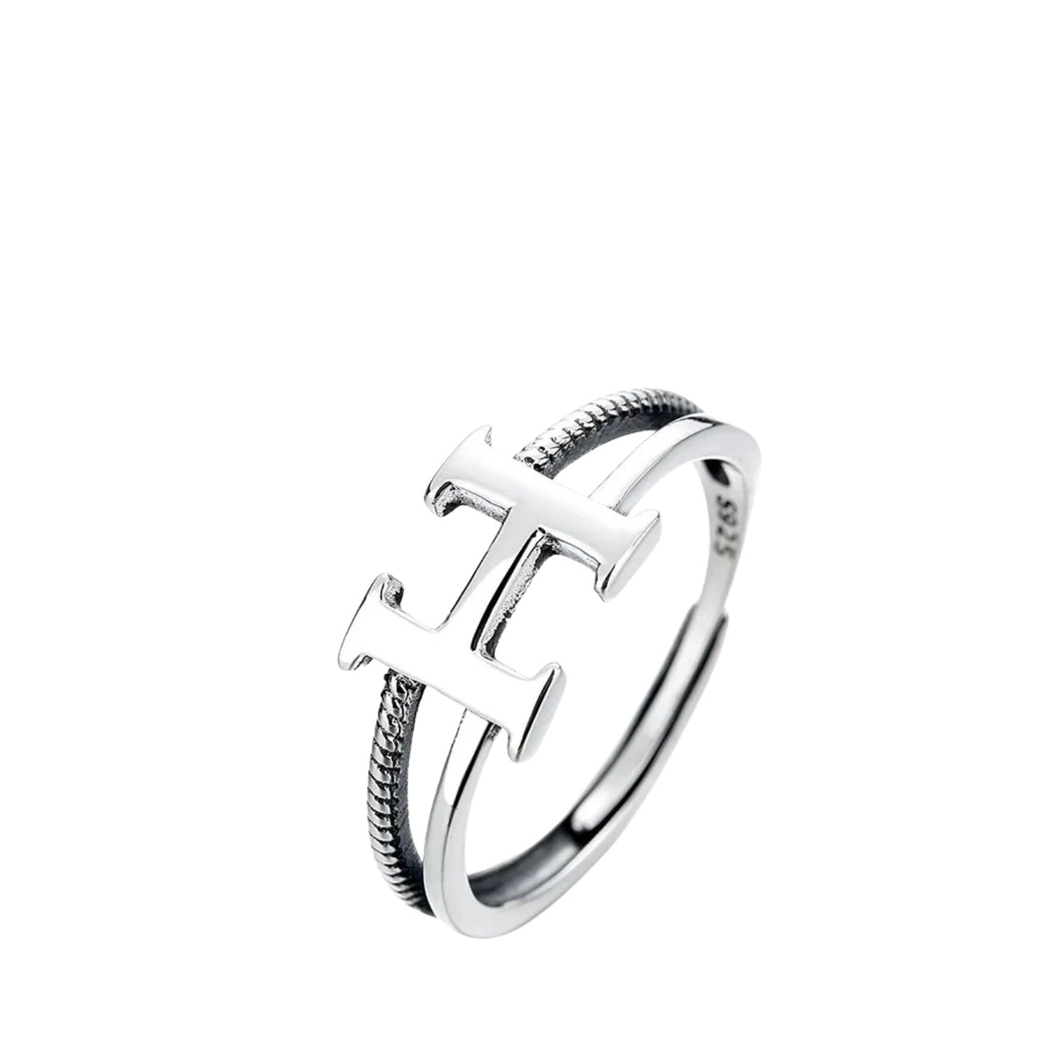 Women's H-shaped Ring Handcrafted 925 Sterling Silver