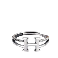 Women's H-shaped Ring Handcrafted 925 Sterling Silver