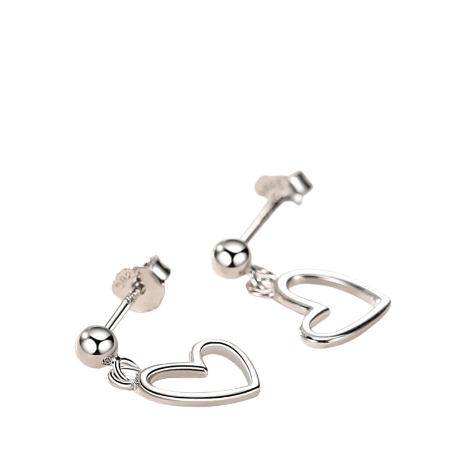 Women's Heart-Shaped Earrings  Handcrafted 925 Sterling Silver