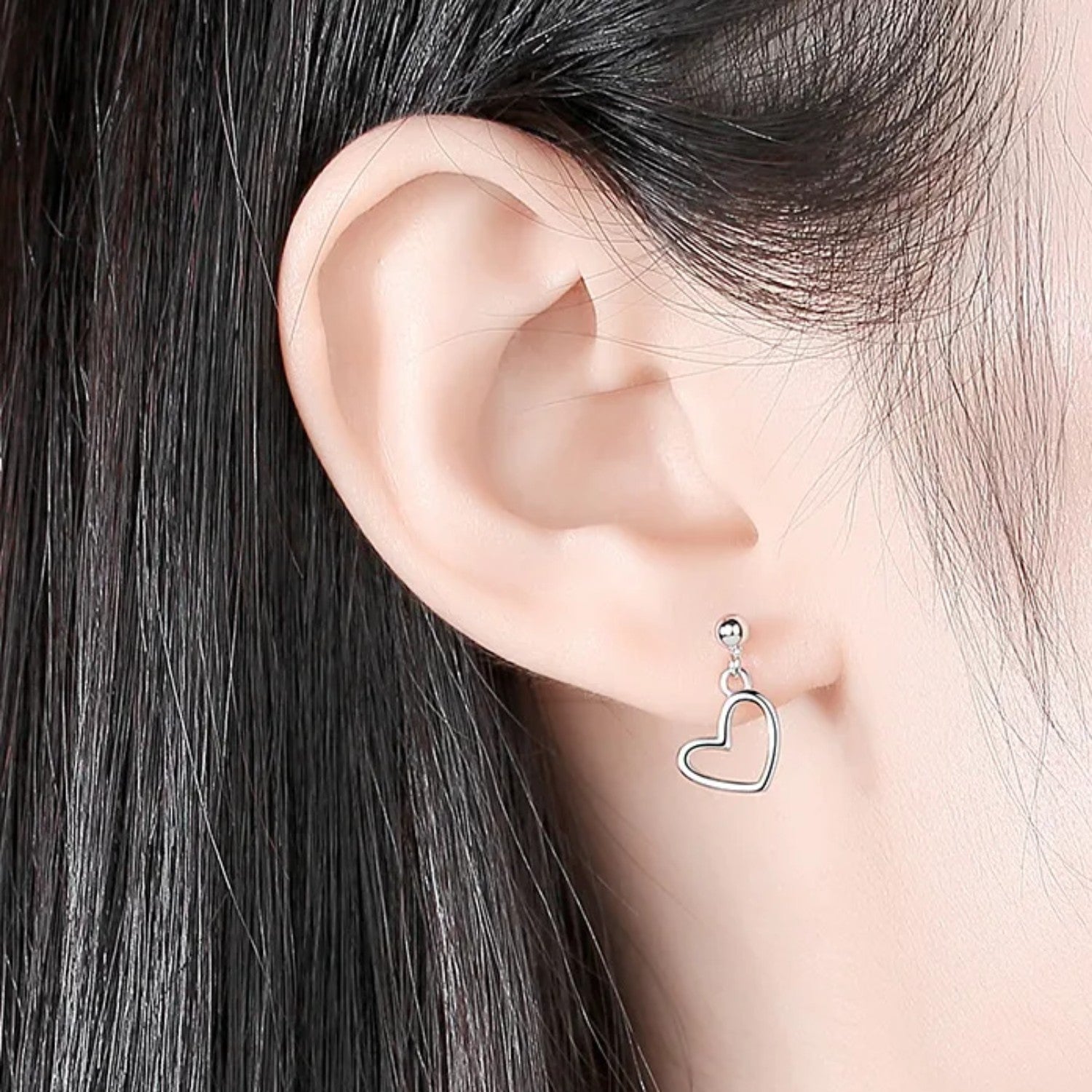 Women's Heart-Shaped Earrings  Handcrafted 925 Sterling Silver