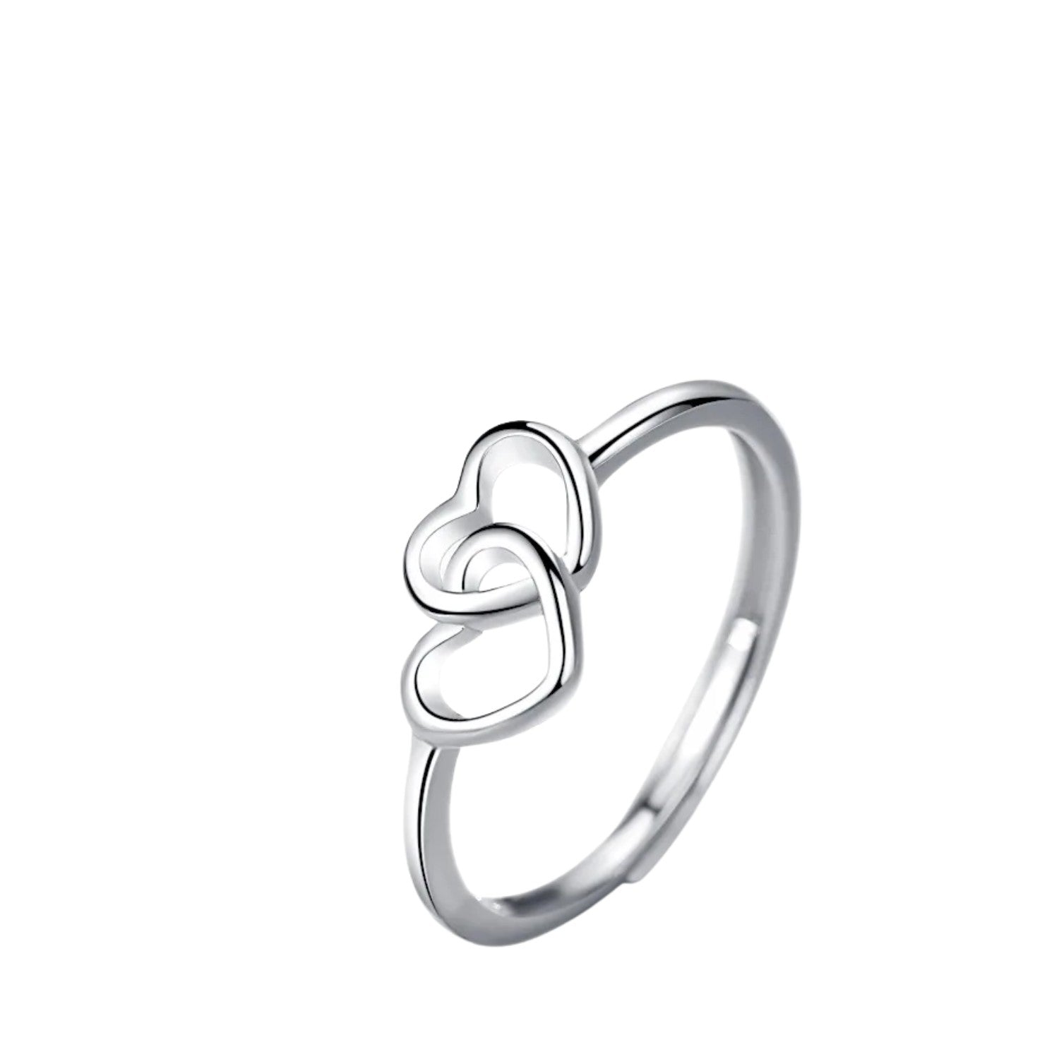 Women's Interlocking Heart Ring Handcrafted 925 Sterling Silver