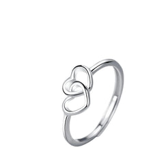 Women's Interlocking Heart Ring Handcrafted 925 Sterling Silver