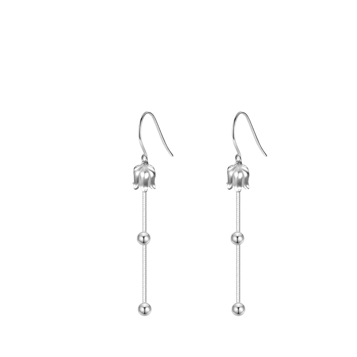 Women's Lily Flower Shaped Earrings Handcrafted 999 Fine Silver