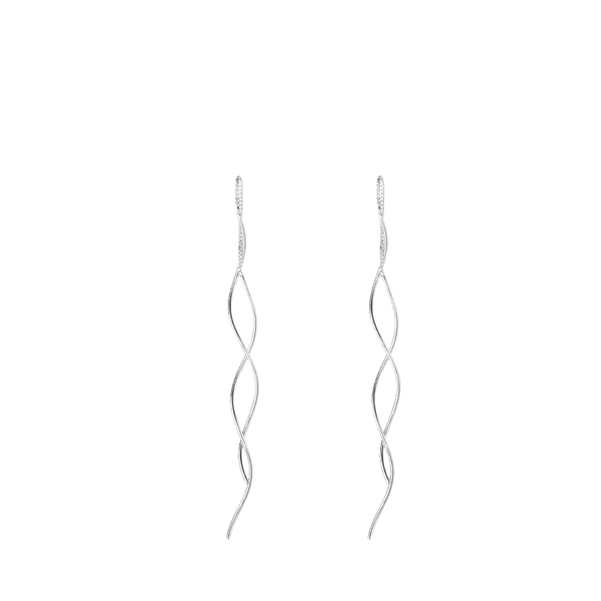 Women's Long Twisted Chain Earrings Handcrafted 925 Sterling Silver