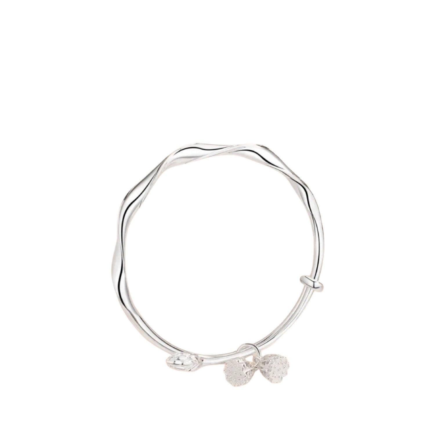 Women's Lotus Bud Style Bracelet Handcrafted 999 Fine Silver
