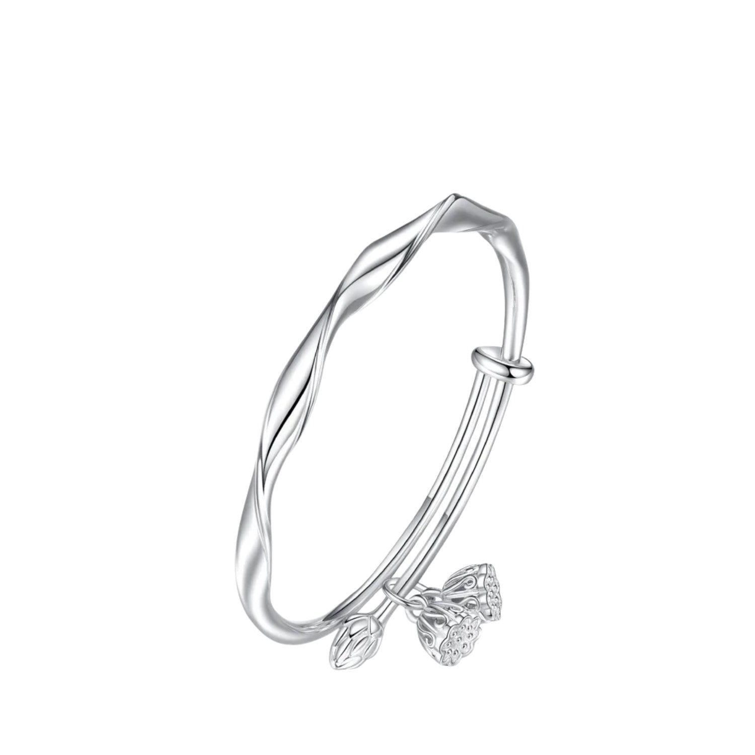 Women's Lotus Bud Style Bracelet Handcrafted 999 Fine Silver