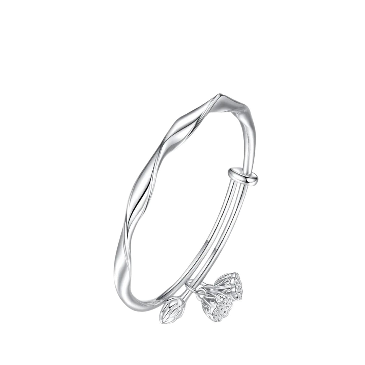 Women's Lotus Bud Style Bracelet Handcrafted 999 Fine Silver
