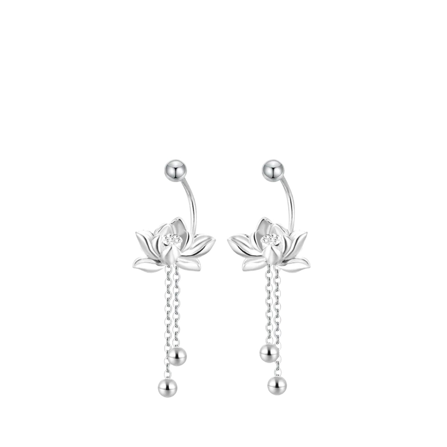 Women's Lotus Flower Earrings Handcrafted 999 Fine Silver