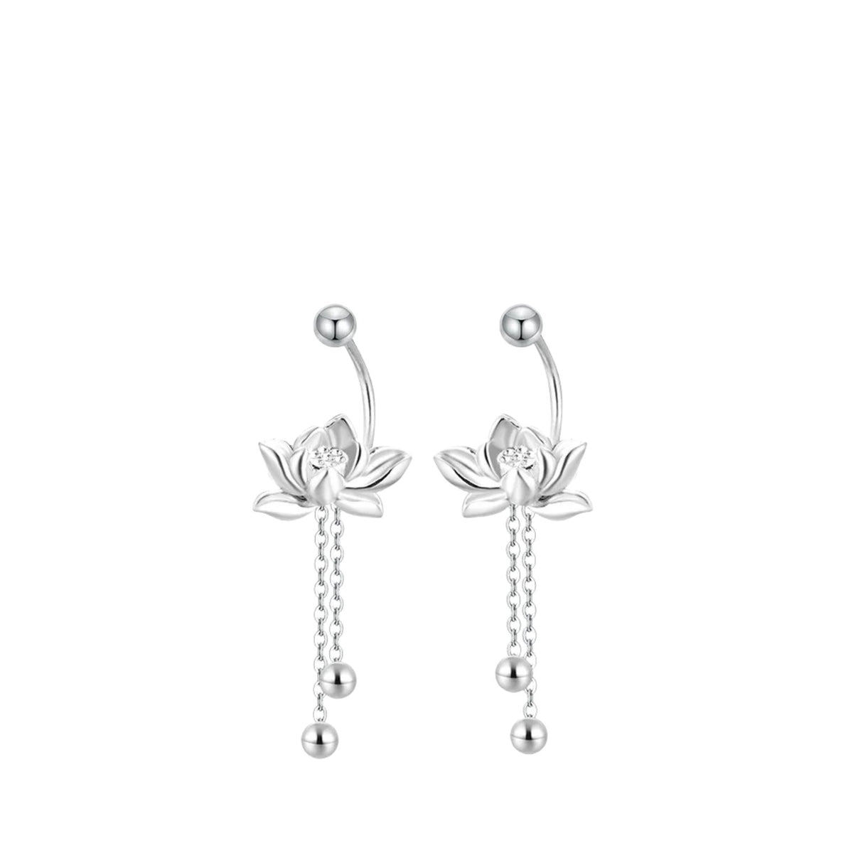 Women's Lotus Flower Earrings Handcrafted 999 Fine Silver