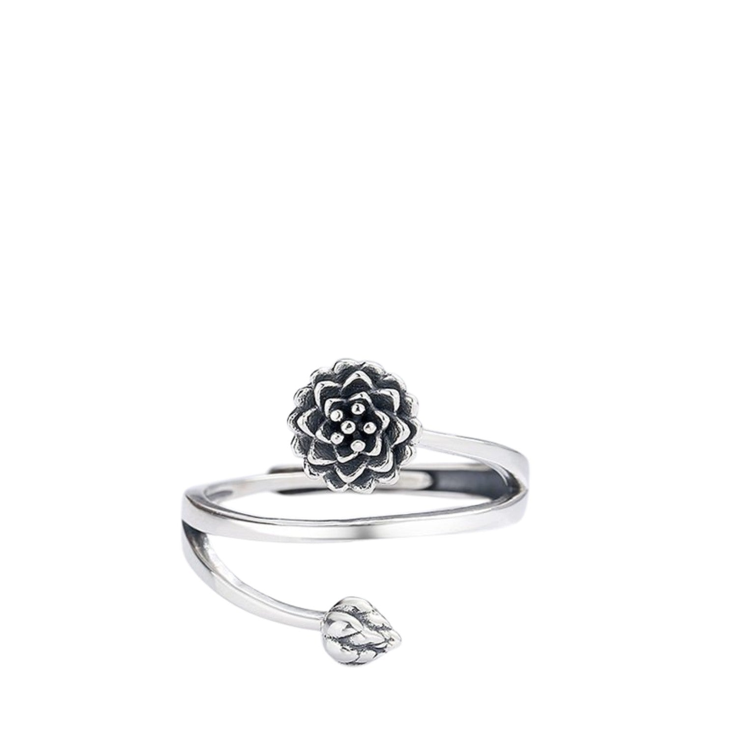 Women's Lotus Flower Ring Handcrafted 925 Sterling Silver