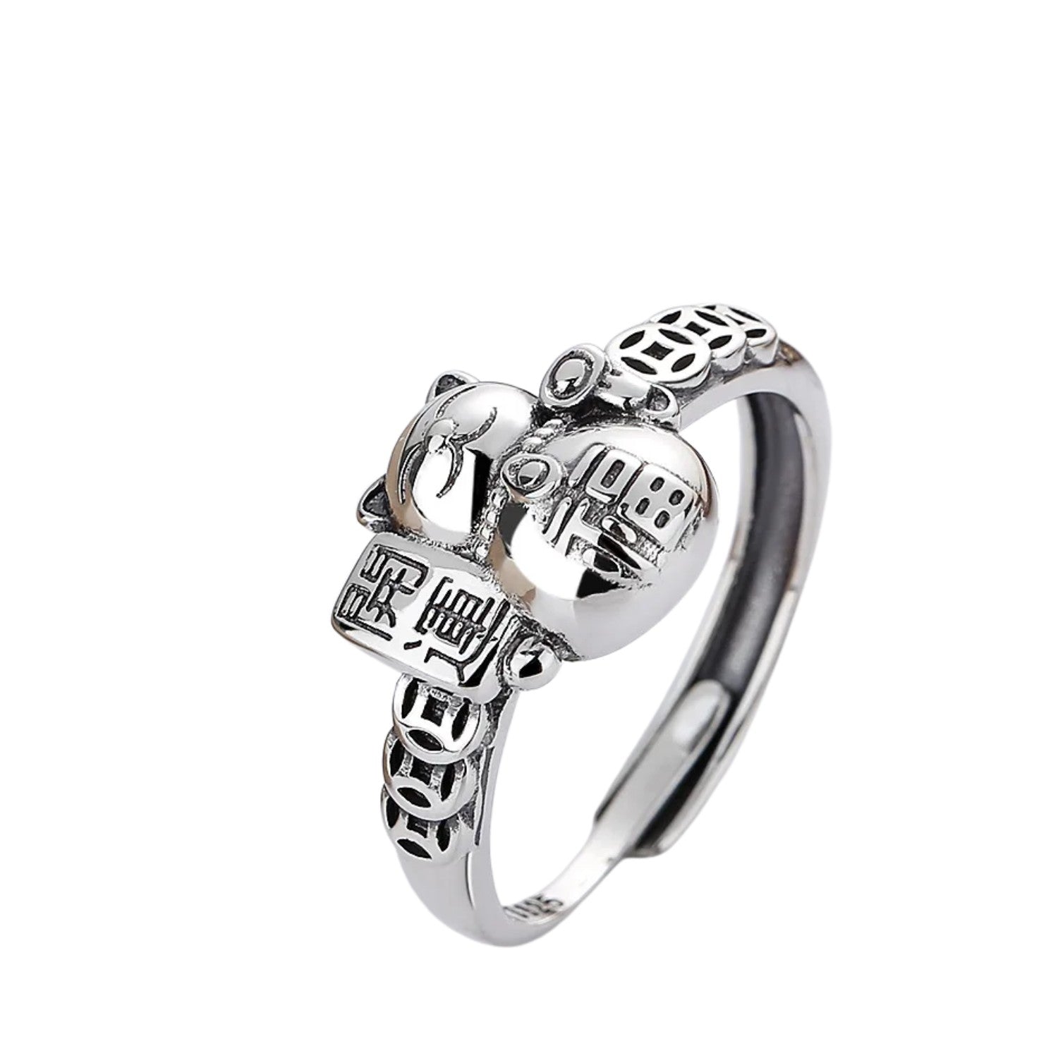 Women's Lucky Cat Ring Handcrafted 925 Sterling Silver