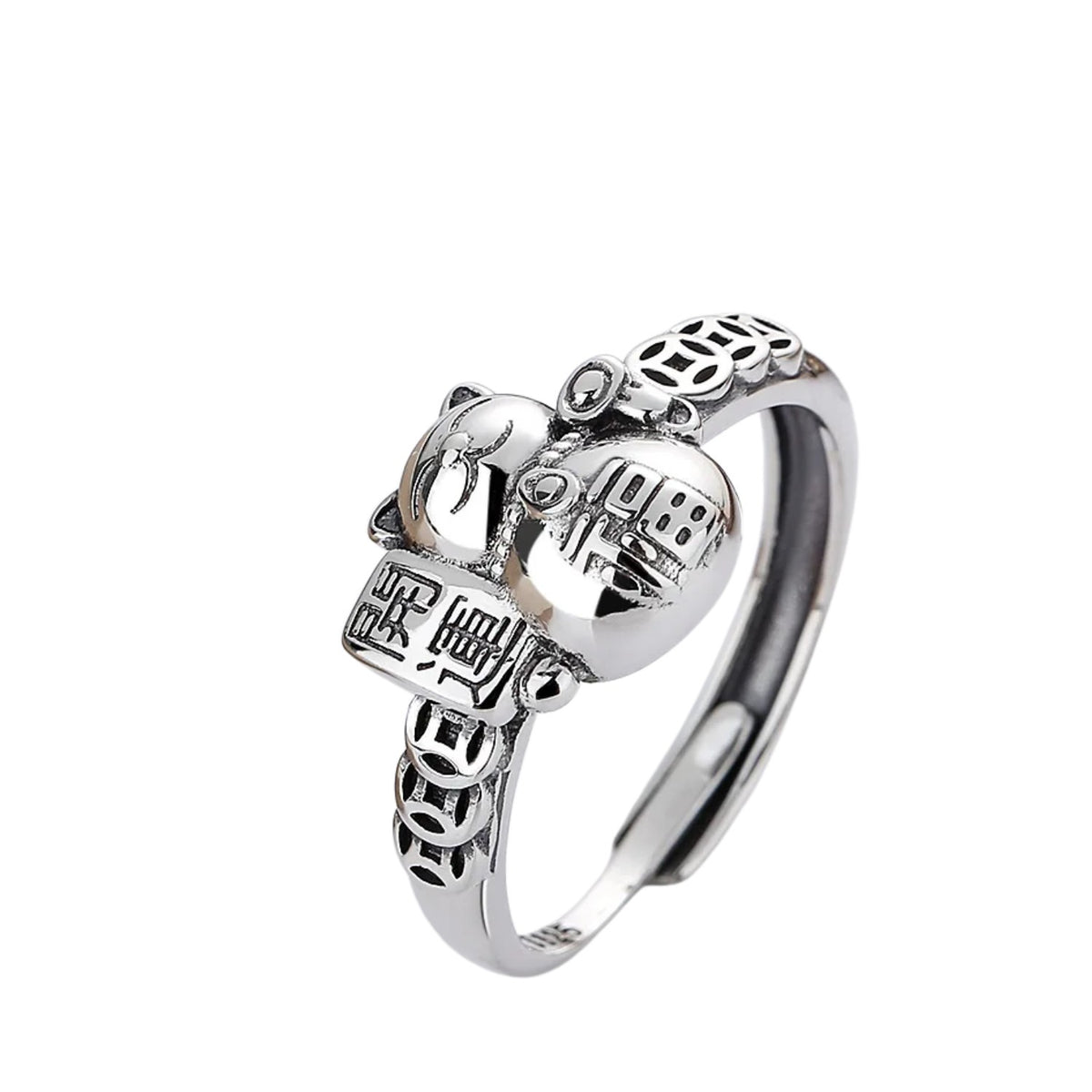 Women's Lucky Cat Ring Handcrafted 925 Sterling Silver