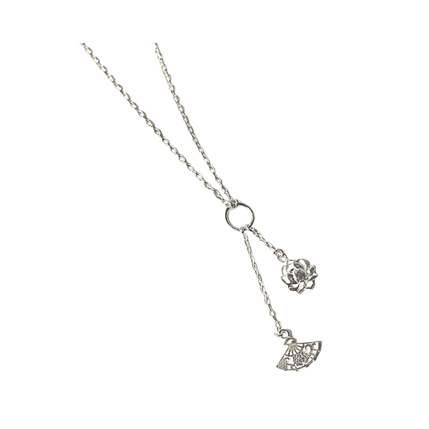 Women's Necklace With Lotus Fan Design Handcrafted 925 Sterling Silve