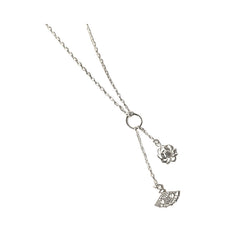 Women's Necklace With Lotus Fan Design Handcrafted 925 Sterling Silve