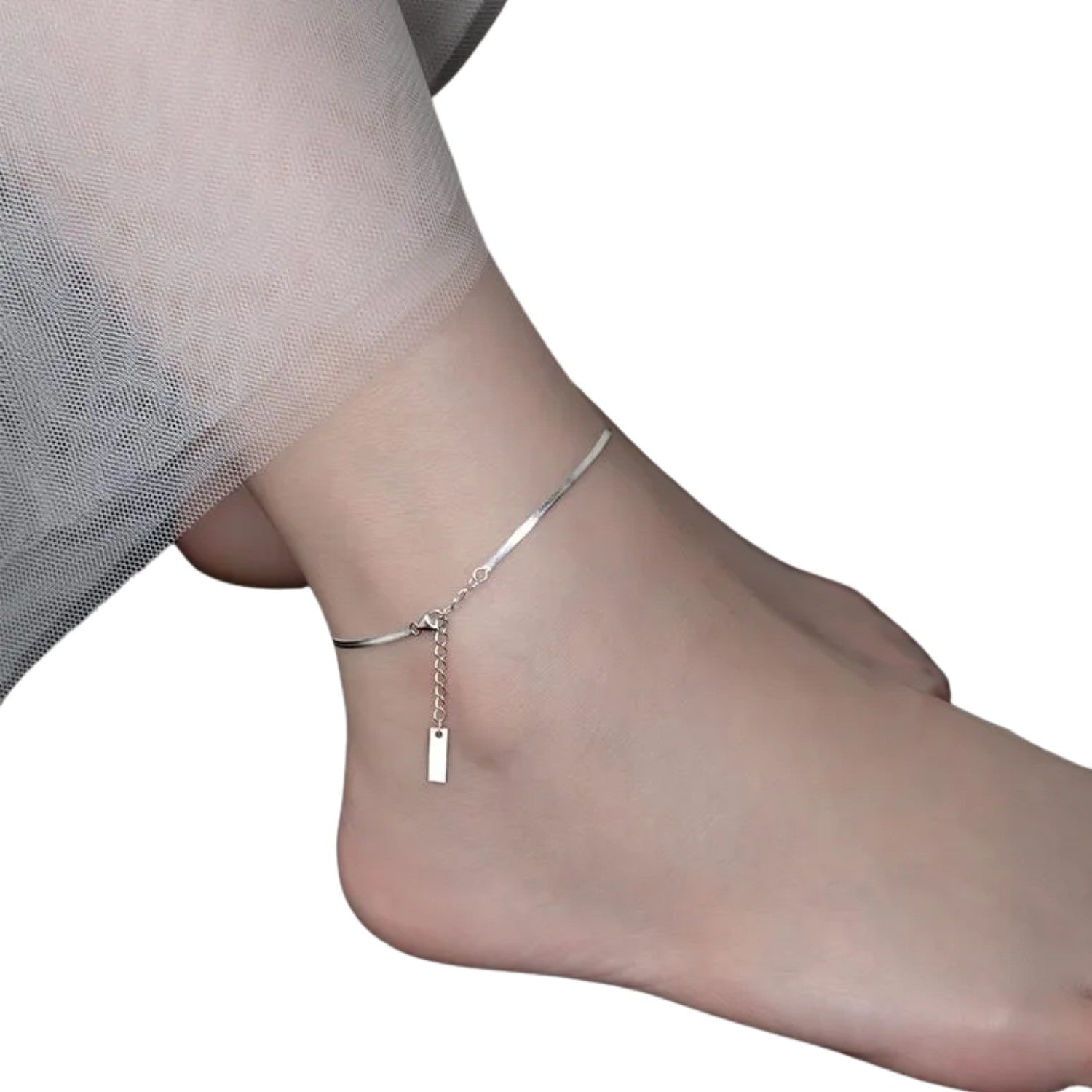 Women's Noodle-Style Anklet Handcrafted 925 Sterling Silver