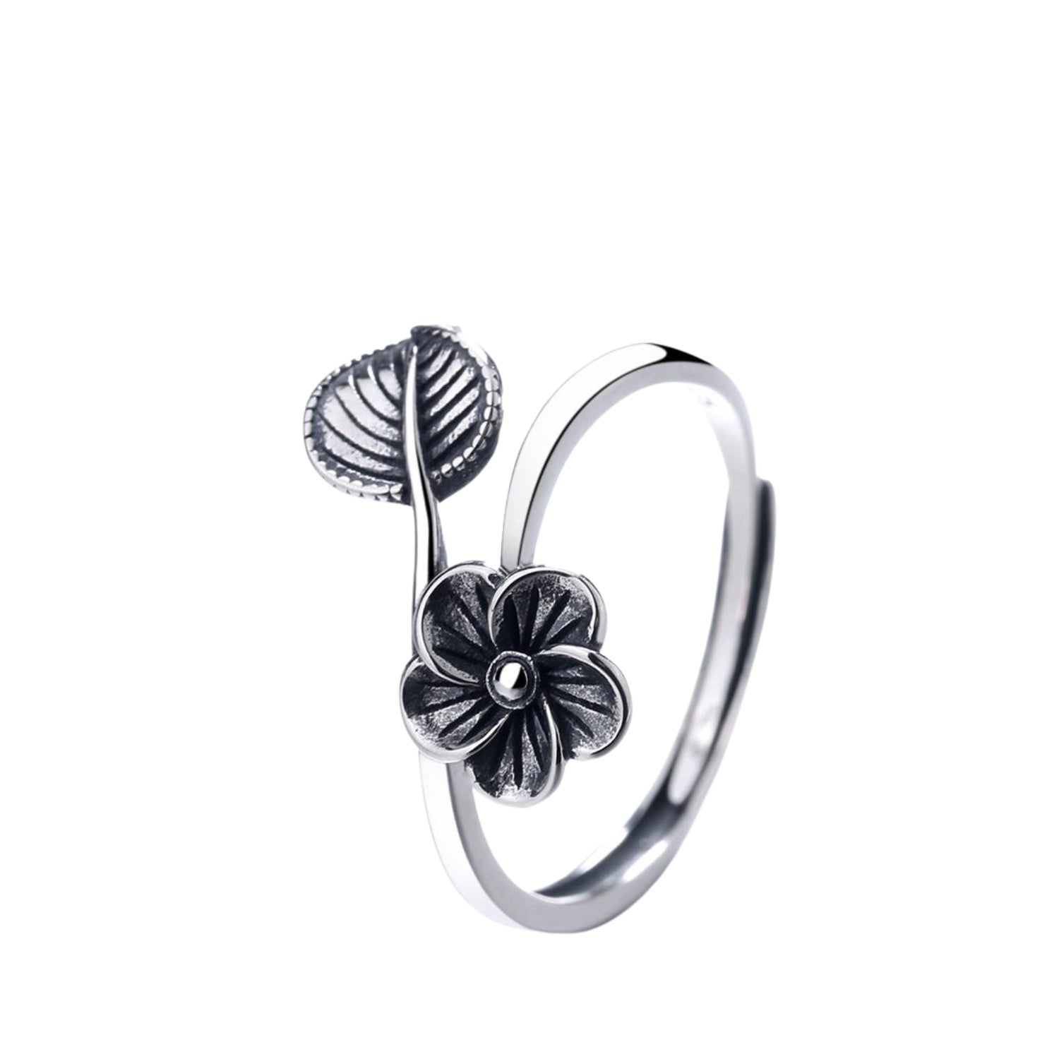 Women's Plum Blossom Ring Handcrafted 925 Sterling Silver