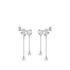 Women's Plum Blossom Shaped Earrings Handcrafted 999 Fine Silver