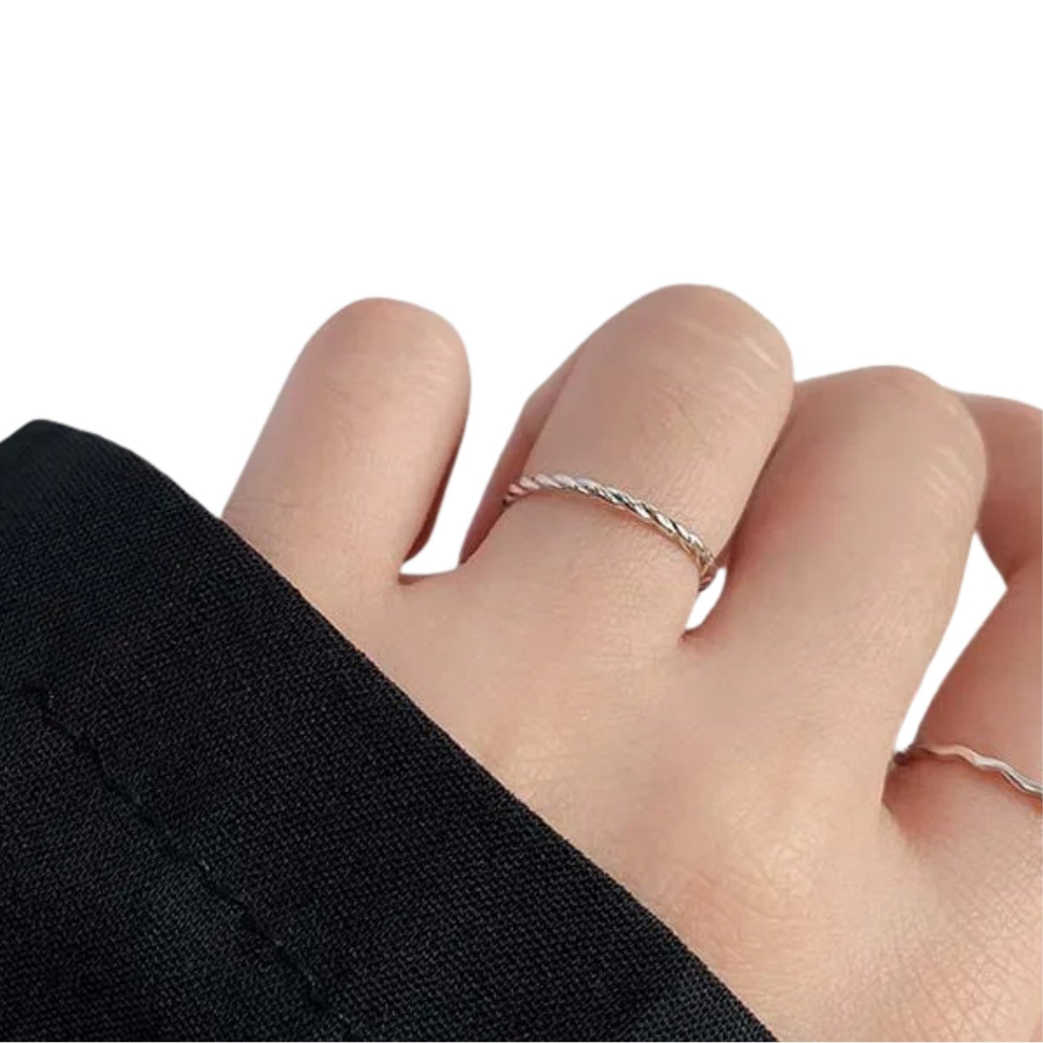 Women's Ring with C-shaped Handcrafted 925 Sterling Silver