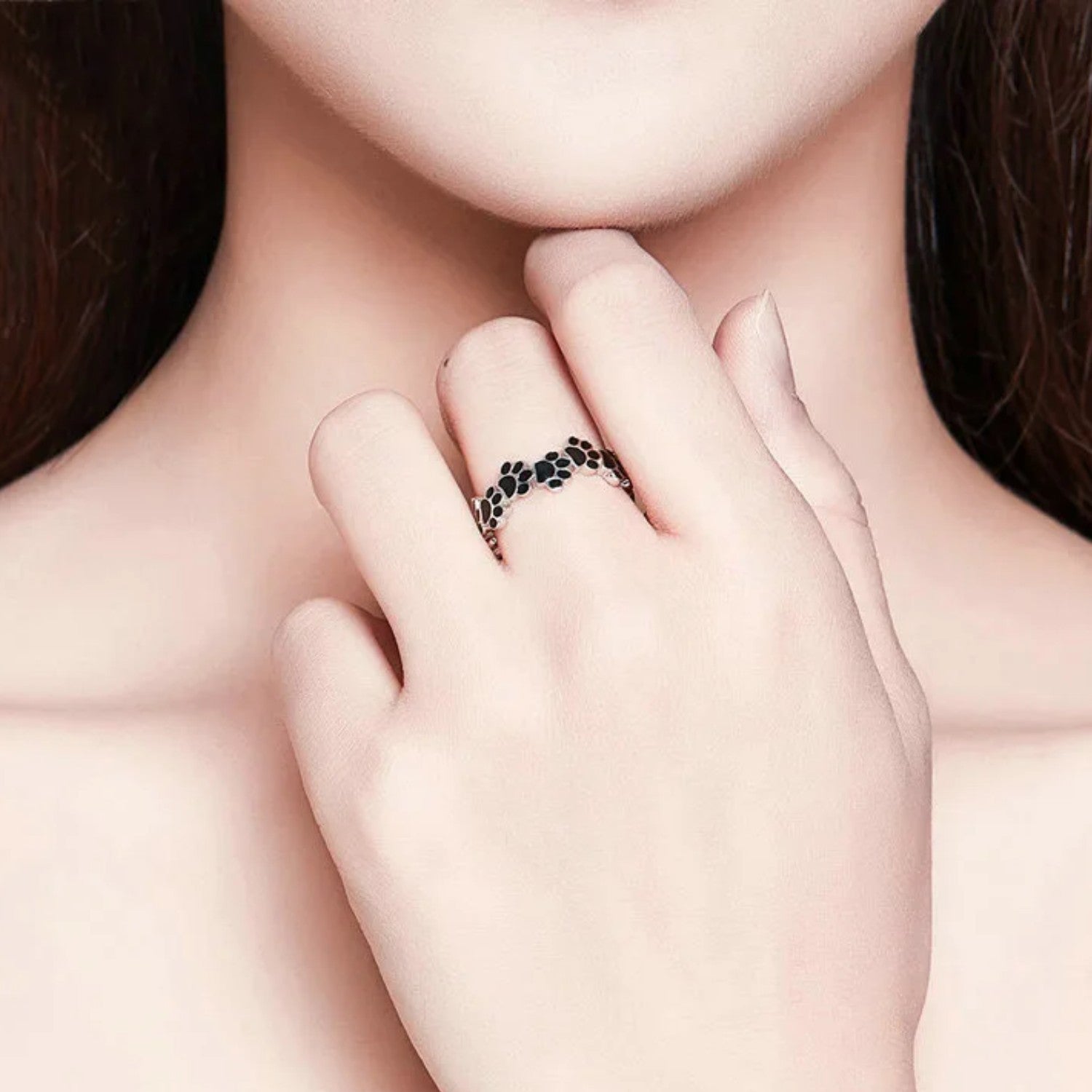 Women's Ring with Pet Paw Design Handcrafted 925 Sterling Silver