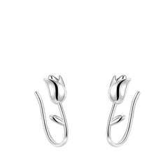 Women's Rose-Shaped Earrings Handcrafted 999 Fine Silver