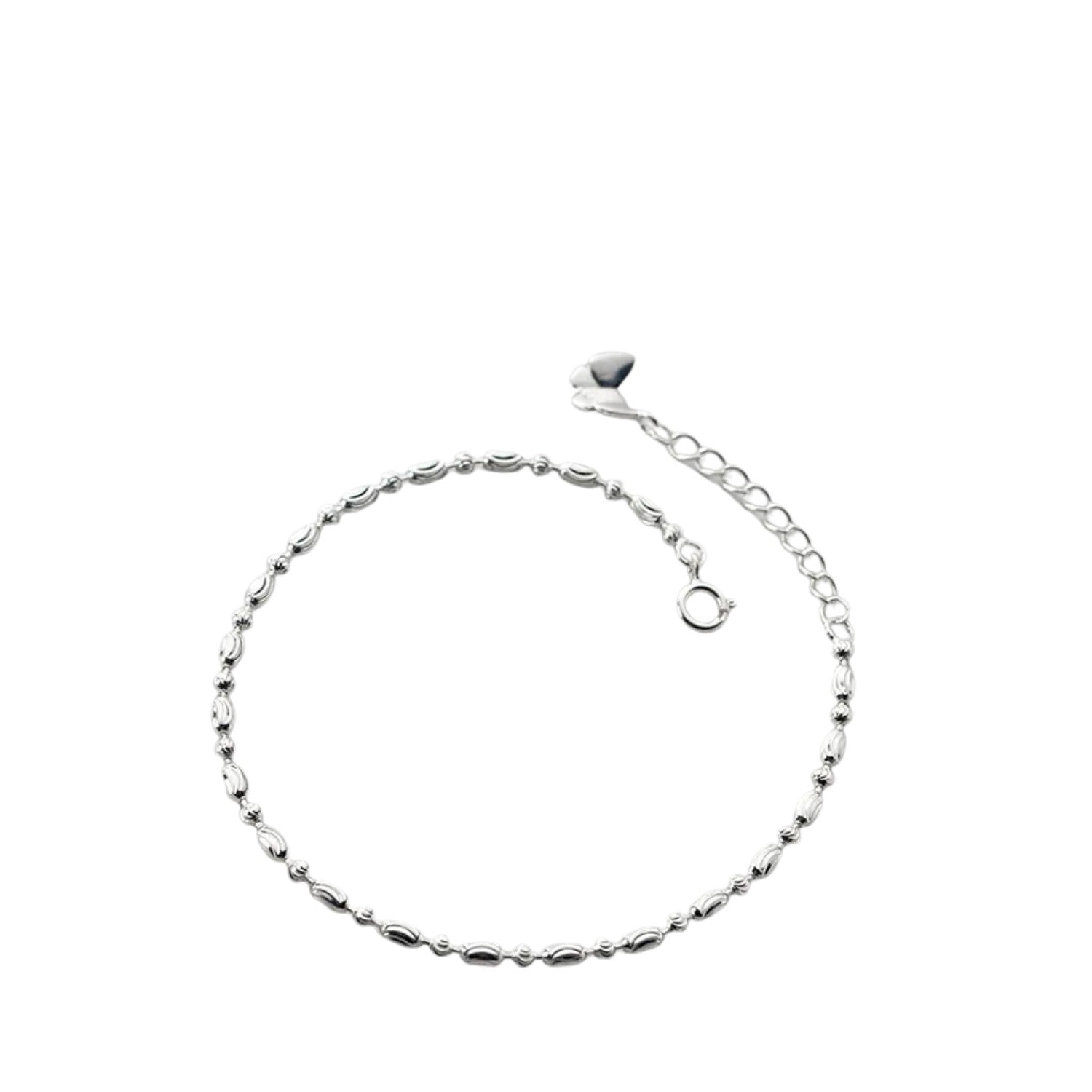 Women's Round Bean Bead Bracelet Handcrafted 925 Sterling Silver