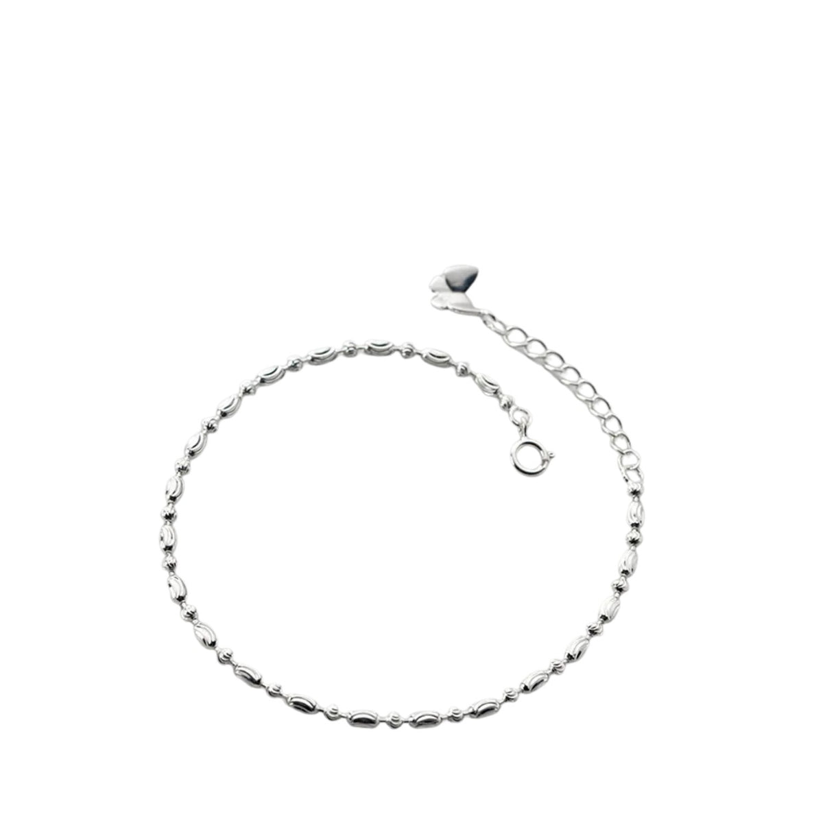 Women's Round Bean Bead Bracelet Handcrafted 925 Sterling Silver