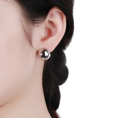 Women's Round Earrings Handcrafted 925 Sterling Silver