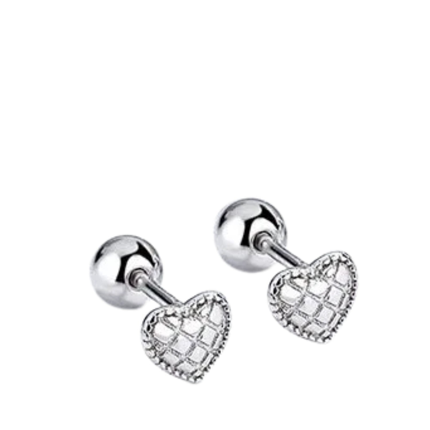 Women's Small Heart Earrings  Handcrafted 925 Sterling Silver