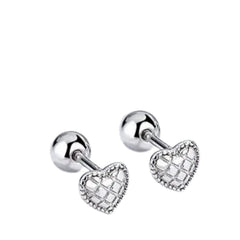 Women's Small Heart Earrings  Handcrafted 925 Sterling Silver