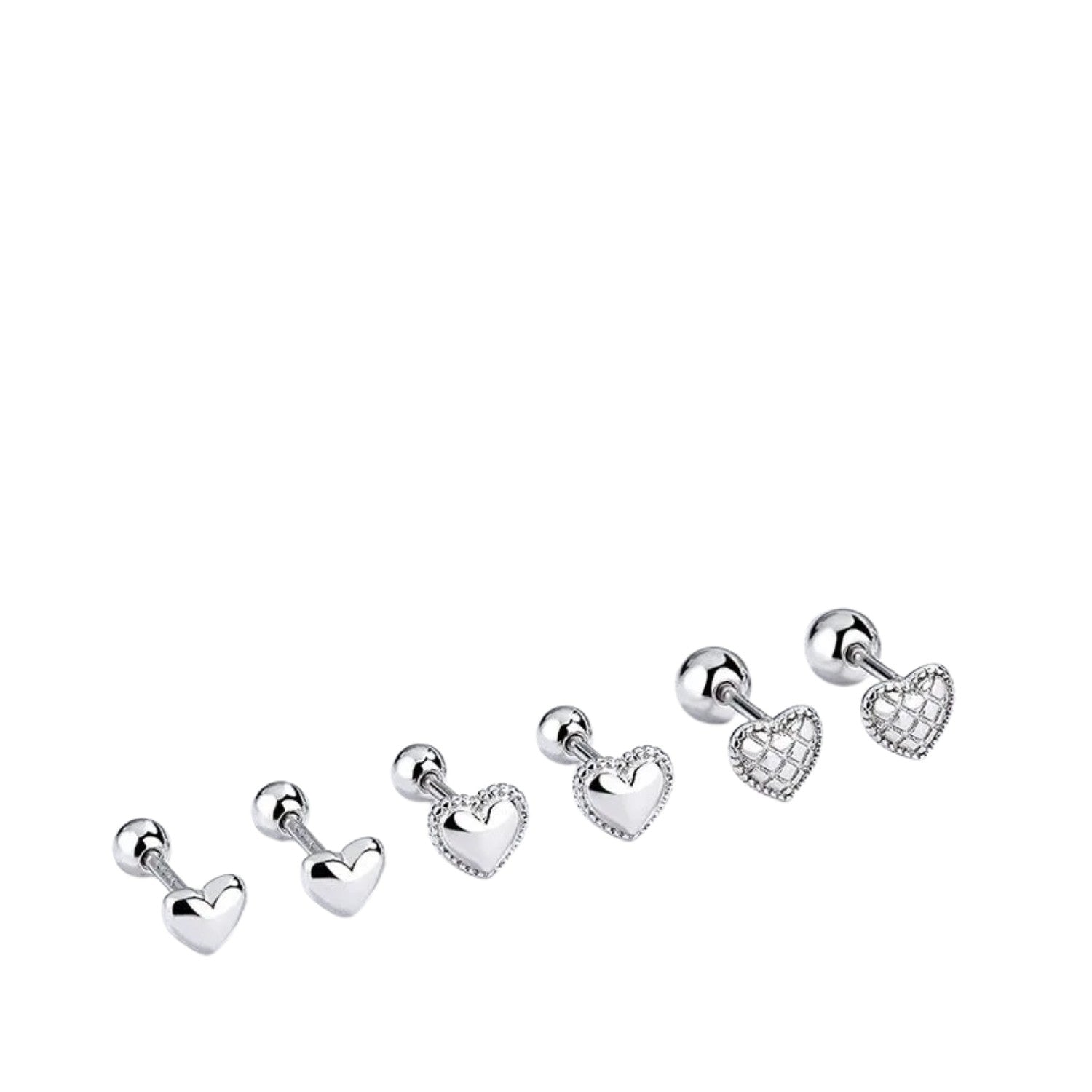 Women's Small Heart Earrings  Handcrafted 925 Sterling Silver